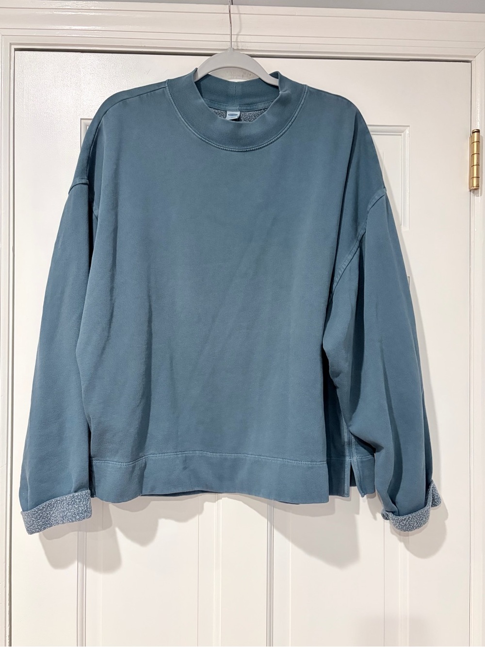 Old Navy Women’s XL Blue Oversized Mock Neck Sweatshirt Side Slits